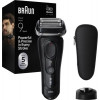 Braun Series 9 Sport 9110s elektriskais skuveklis, mitrā un sausā skūšanās, SyncroSonic tehnoloģija, 5 skūšanās elementi, 60 min darbības laiks, LED displejs, precīzijas trimmeris, melns/pelēks