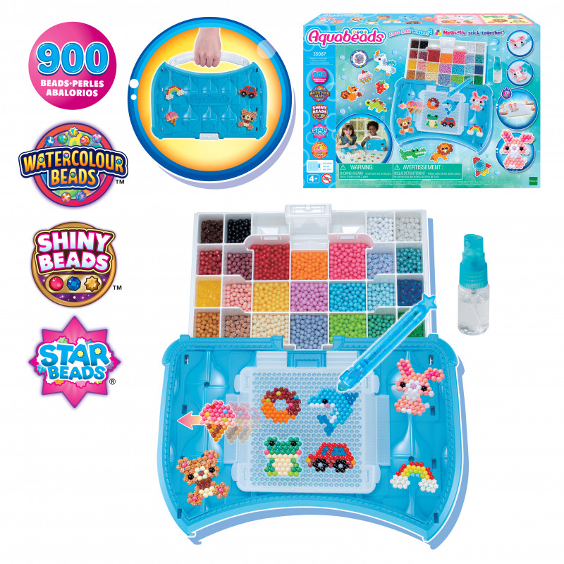 EPOCH Aquabeads Craft Studio iesācēju komplekts – vairāk nekā 800 ar ūdeni aktivizējamu pērlīšu 12 krāsās, atkārtoti lietojams izkārtojuma paplāte, pērlīšu pildspalva un smidzinātājs, bez karstuma vai līmes, radošs pērlīšu mākslas komplekts bērniem no 4 g