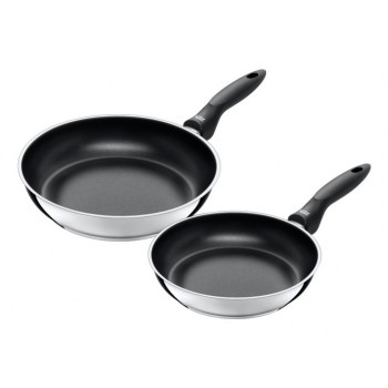 SILIT Domus pannu komplekts 24 un 28 cm, nerūsējošais tērauds ar melnu rokturi, indukcijas gatavs, 2 daļas