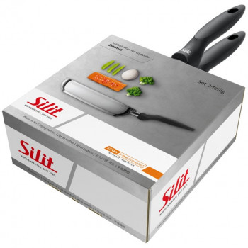 SILIT Domus pannu komplekts 24 un 28 cm, nerūsējošais tērauds ar melnu rokturi, indukcijas gatavs, 2 daļas