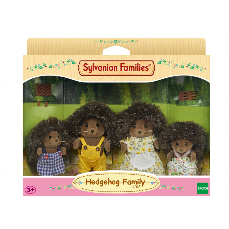 KAISER ELEKTRO Sylvanian Families Ezīšu ģimene no Stachel - Kolekcionējamas pūkainas dzīvnieku figūras spēļu komplekts, 4 figūras ar ķemmi, vecumam 3+