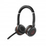 Jabra Evolve 75 MS Stereo bezvadu austiņas ar aktīvo trokšņu slāpēšanu, Microsoft Teams sertificētas, divkāršs Bluetooth savienojums, Busylight, uz auss, melnas