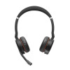 Jabra Evolve 75 MS Stereo bezvadu austiņas ar aktīvo trokšņu slāpēšanu, Microsoft Teams sertificētas, divkāršs Bluetooth savienojums, Busylight, uz auss, melnas