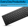 HP Desktop 320K vadu USB klaviatūra - beļģu AZERTY izkārtojums, melna, pilna izmēra ar ciparu tastatūru, izturīga pret šķidruma izšļakstīšanos, plānajiem klientiem un galddatoriem (9SR37AA#AC0)