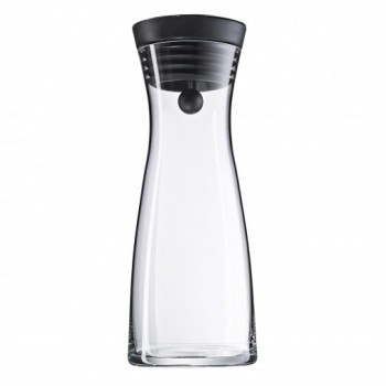 WMF Basic ūdens karafe 0,75 L, stikla ar nerūsējošā tērauda vāku un silikona blīvējumu, caurspīdīga/melna 06.1771.6040