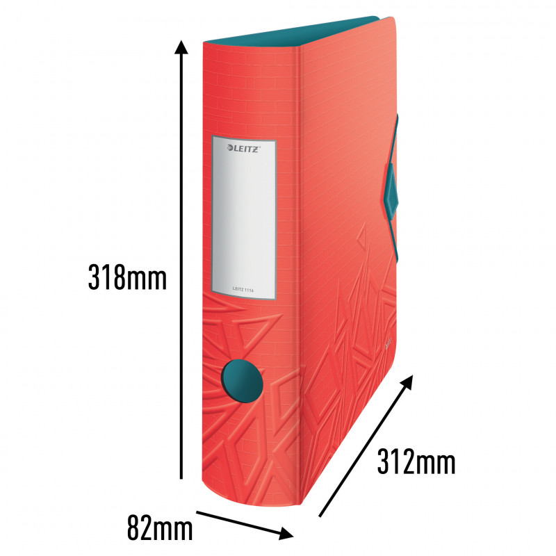 LEITZ Active Urban Chic Lever Arch File A4 82 mm gaiši sarkans poli foam Duo-Optik noapaļots mugurkauls (1116-00-20)
