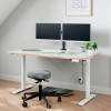 LEITZ Ergo Slim divu monitoru stiprinājums, galda skava, melns, 2 monitoriem 17 inch-32 inch, VESA 75/100, 8 kg uz roku, gāzes atsperes augstuma regulēšana, noliekšana/griešana/rotācija, kabeļu pārvaldība 61640095