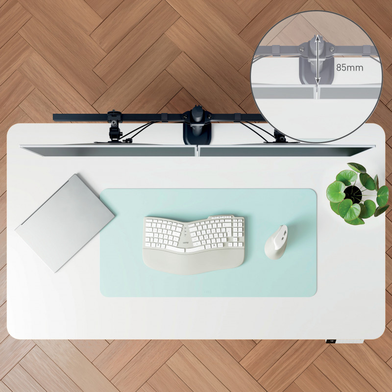 LEITZ Ergo Slim divu monitoru stiprinājums, galda skava, melns, 2 monitoriem 17 inch-32 inch, VESA 75/100, 8 kg uz roku, gāzes atsperes augstuma regulēšana, noliekšana/griešana/rotācija, kabeļu pārvaldība 61640095