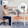 LEITZ Ergo Slim divu monitoru stiprinājums, galda skava, melns, 2 monitoriem 17 inch-32 inch, VESA 75/100, 8 kg uz roku, gāzes atsperes augstuma regulēšana, noliekšana/griešana/rotācija, kabeļu pārvaldība 61640095