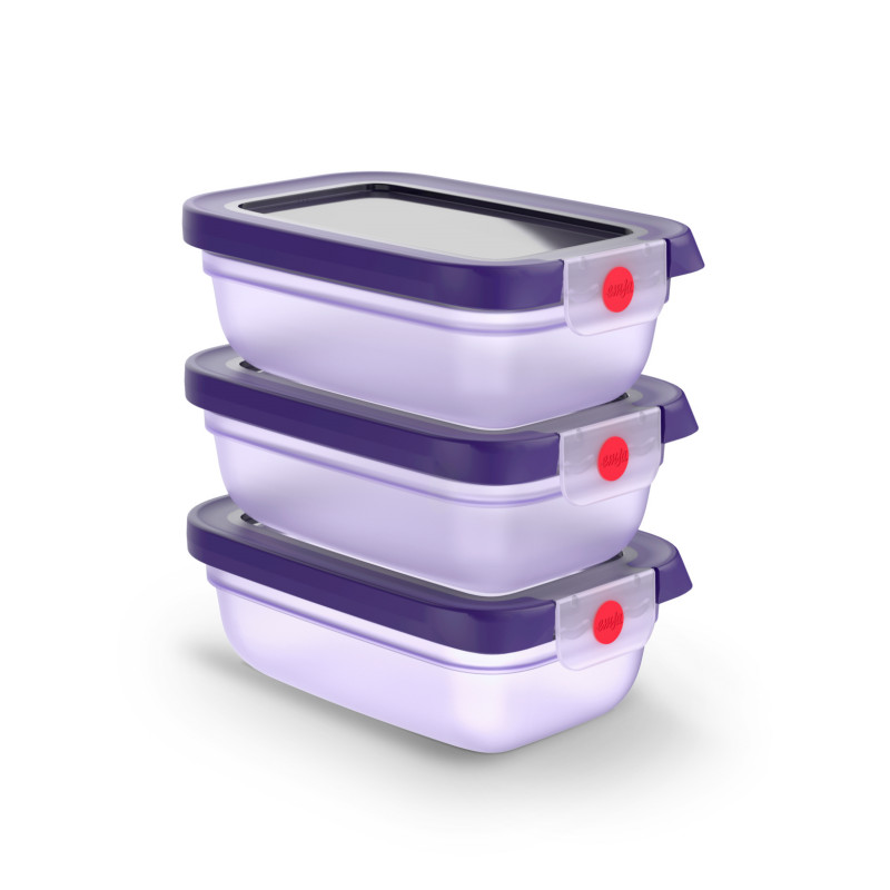 EMSA ONECLICK Pārtikas uzglabāšanas trauku komplekts, 3 x 0,5 L, violets, necaurlaidīgs, bez BPA 3110601837