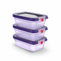 EMSA ONECLICK Pārtikas uzglabāšanas trauku komplekts, 3 x 0,5 L, violets, necaurlaidīgs, bez BPA 3110601837
