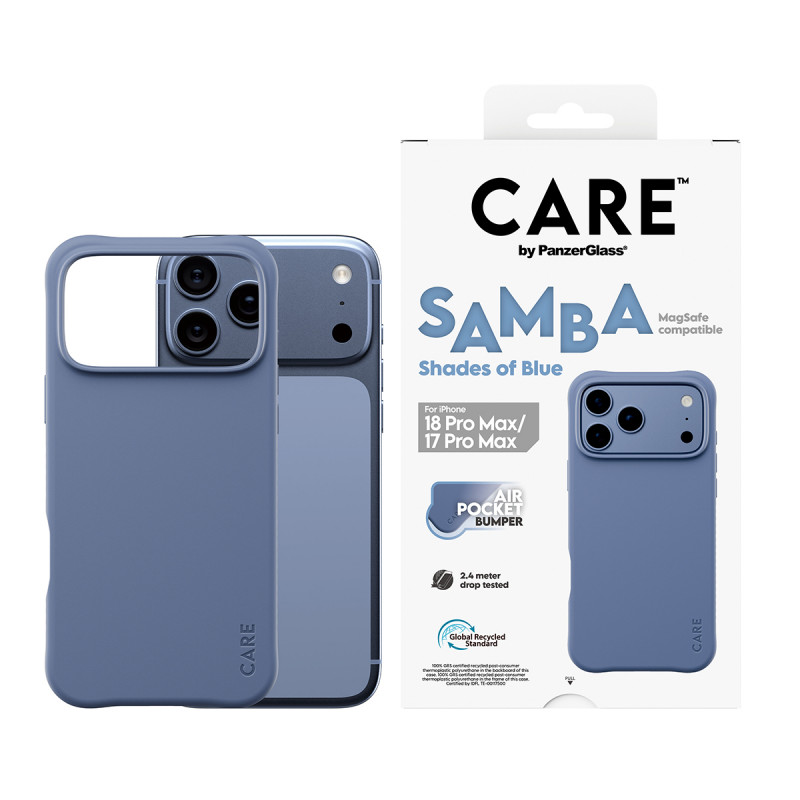 PanzerGlass CARE™ by Samba Case Shades of Blue ar MagSafe iPhone 17 Pro Max / 18 Pro Max caurspīdīgs