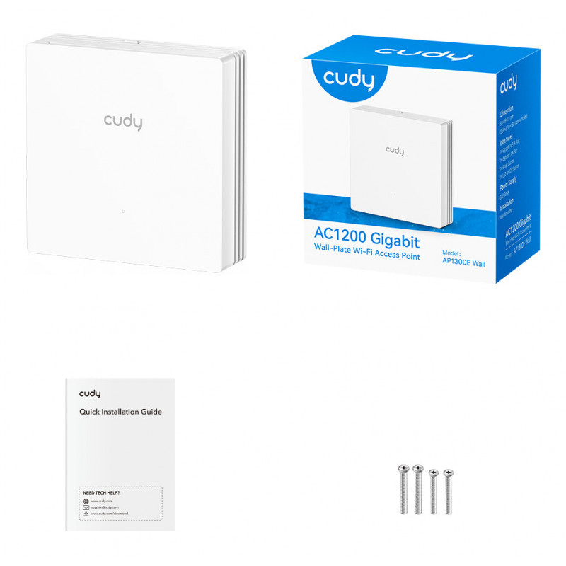 Cudy AC1200 divjoslu sienas kontaktligzdas piekļuves punkts AP1300E WALL