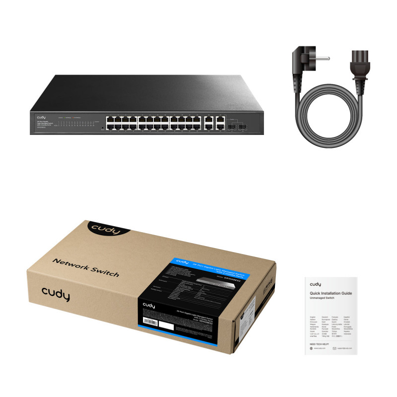 Cudy GS1028ES2 26 portu Gigabit Ethernet komutators ar 2 Combo SFP