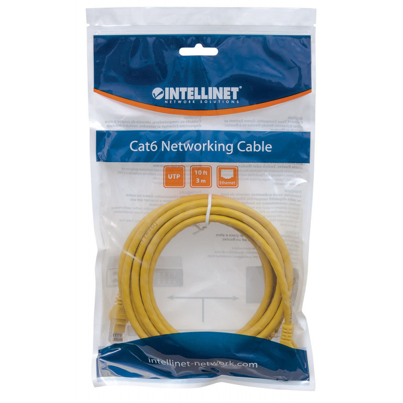 Intellinet Cat6 UTP savienojuma kabelis, 2 x RJ45, liets savienotājs, 15,0 m, dzeltens (342407)