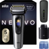 Braun NEVO 17000cc elektriskais skuveklis ar Clean&Charge staciju, 5 režīmi, 360° galva, hromēts/sudraba 349659