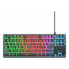 Trust Gaming GXT833 THADO TKL spēļu klaviatūra - bez ciparu bloka, metāla virsplāksne, daudzkrāsu LED apgaismojums, membrānas, vadu USB