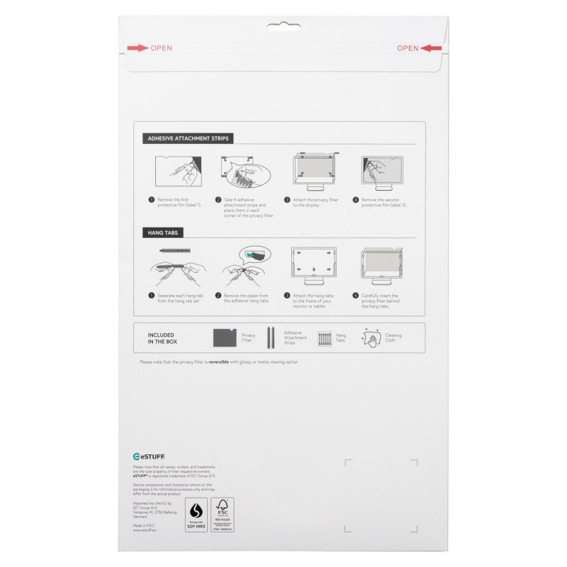 eSTUFF Gearlab GLBB31698393 Bezrāmja privātuma filtra 31,5 inch monitoriem (16:9)