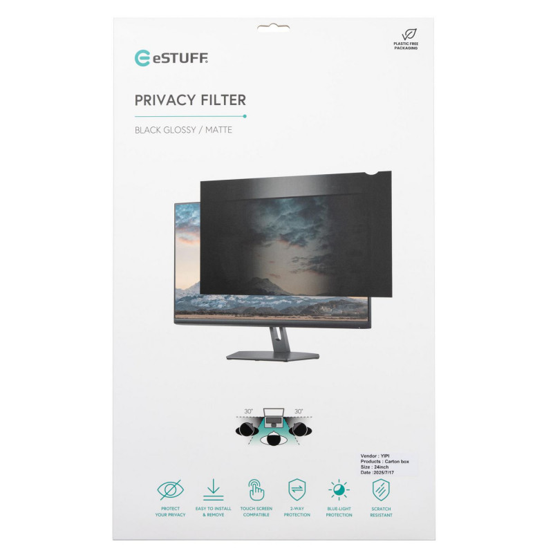 eSTUFF Gearlab GLBB31698393 Bezrāmja privātuma filtra 31,5 inch monitoriem (16:9)