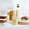 EMSA OPTIMA Taisnstūra formas sauso pārtikas produktu uzglabāšanas trauks 0,45 L caurspīdīgs/balts ar svaiguma blīvējumu, bez BPA plastmasas (3110600892)