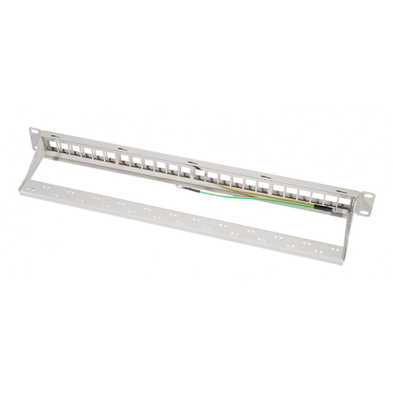 LogiLink 19 collu Keystone patch panelis, 24 portas, ekranēts, gaiši pelēks (RAL7035), 1U, līdz 24 Keystone moduļiem, 1 gab. (NK4073)