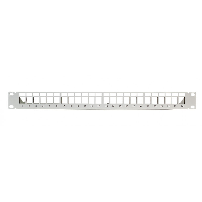 LogiLink 19 collu Keystone patch panelis, 24 portas, ekranēts, gaiši pelēks (RAL7035), 1U, līdz 24 Keystone moduļiem, 1 gab. (NK4073)