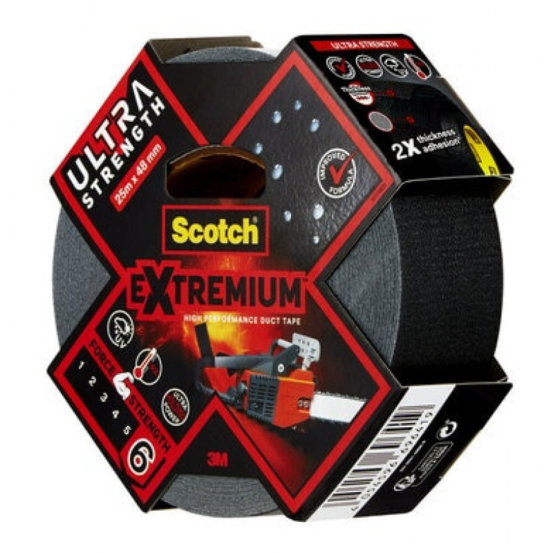 3M Extremium melnais līmlente 48 mm x 25 m, 6 ruļļi - Ūdensizturīga UV izturīga remonta lente 7100205699
