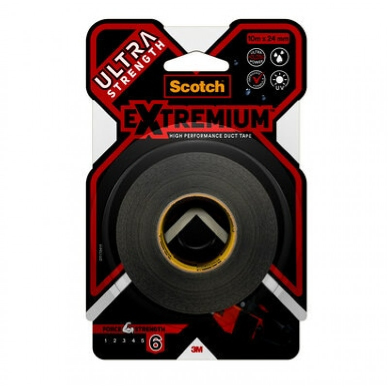 3M Extremium melns saišķošanas remonta līmlente UV izturīga ūdensnecaurlaidīga 10 m x 24 mm 6 ruļļi 7100207215