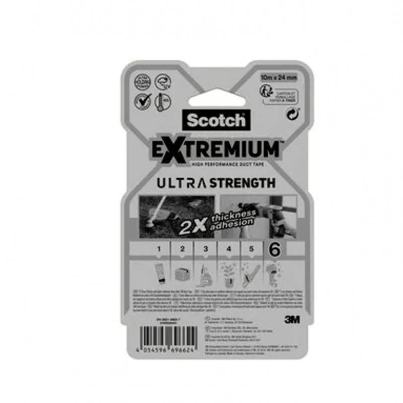 3M Extremium melns saišķošanas remonta līmlente UV izturīga ūdensnecaurlaidīga 10 m x 24 mm 6 ruļļi 7100207215