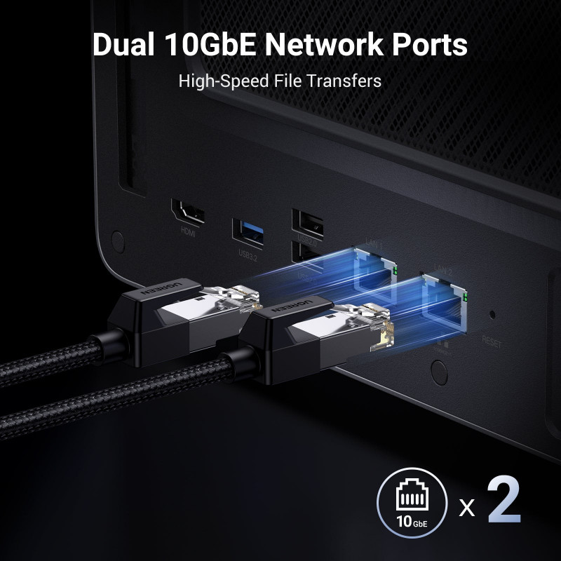 Ugreen NASync DXP6800 Pro 6 līču NAS sistēma, Intel Core i5-1235U, 8GB DDR5, 2x10GbE + 2x2.5GbE, 2xM.2 NVMe, 2xUSB3.2 Gen2, HDMI, PCIe 4.0 25899