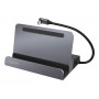 LogiLink UA0408 USB-C dokstacija ar planšetdatora statīvu, HDMI 4K@60Hz, 100W PD, Gigabit Ethernet, sudraba