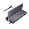 LogiLink UA0408 USB-C dokstacija ar planšetdatora statīvu, HDMI 4K@60Hz, 100W PD, Gigabit Ethernet, sudraba