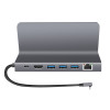 LogiLink UA0408 USB-C dokstacija ar planšetdatora statīvu, HDMI 4K@60Hz, 100W PD, Gigabit Ethernet, sudraba