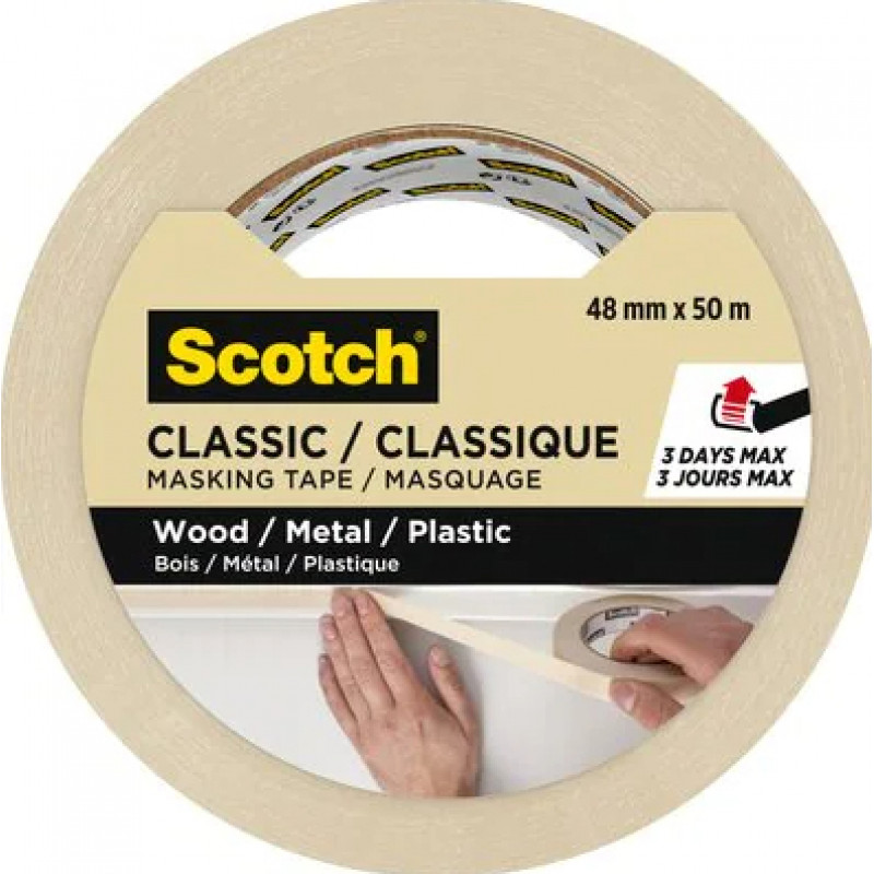 3M Classic 2000 krāsotāju maskēšanas lente, bēša, 48 mm x 50 m, PEFC sertificēta (CLASSIC-4850 PEFC)