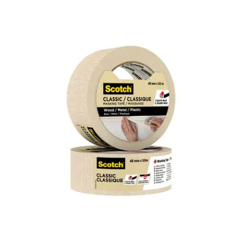 3M Classic 2000 krāsotāju maskēšanas lente, bēša, 48 mm x 50 m, PEFC sertificēta (CLASSIC-4850 PEFC)