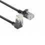 ACT DC4901 1m CAT6A U/UTP LSZH Slimline tīkla kabelis, melns, RJ45 90° uz augšu uz taisnu