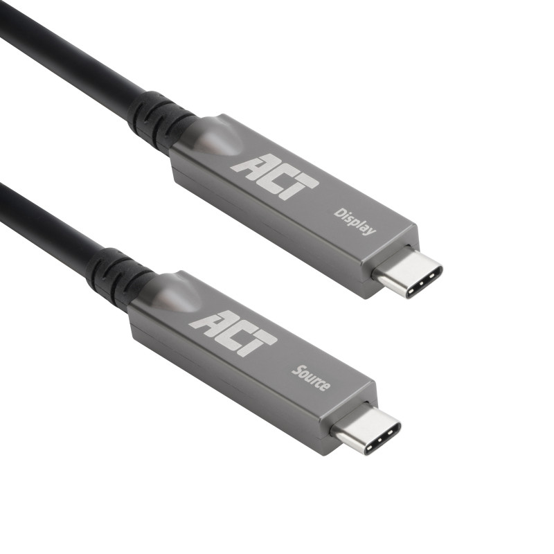 ACT USB-C 3.2 Gen2 aktīvais optiskais kabelis (AOC), paredzēts skārienpaneļiem, video, datiem, barošanai, 15m (AK4335)
