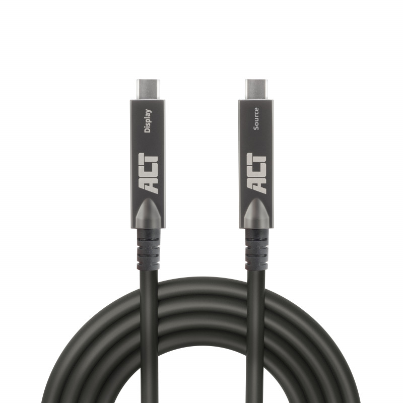 ACT USB-C 3.2 Gen2 aktīvais optiskais kabelis (AOC), paredzēts skārienpaneļiem, video, datiem, barošanai, 15m (AK4335)