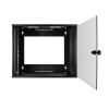 LogiLink 19 collu sienas skapis ECO 9U, 550mm dziļums, stikla durvis, melns RAL 9005, salikts W09C55B