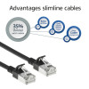 ACT Melns 10 metru LSZH S/FTP CAT6A slimline patch kabelis ar aizsargātiem RJ45 savienotājiem (DB7910)