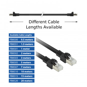 ACT FB8520 20m S/FTP Cat.7 PUR savienojuma kabelis, ar aizsargātiem RJ45, melns