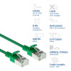ACT zaļš 7m LSZH S/FTP CAT6A Slimline Snagless tīkla kabelis ar RJ45 savienotājiem (DB7707)