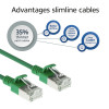 ACT zaļš 7m LSZH S/FTP CAT6A Slimline Snagless tīkla kabelis ar RJ45 savienotājiem (DB7707)