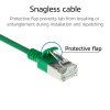 ACT zaļš 7m LSZH S/FTP CAT6A Slimline Snagless tīkla kabelis ar RJ45 savienotājiem (DB7707)