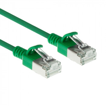 ACT zaļš 5m LSZH S/FTP CAT6A slimline savienojuma kabelis ar aizsargātiem RJ45 savienotājiem (DB7705)