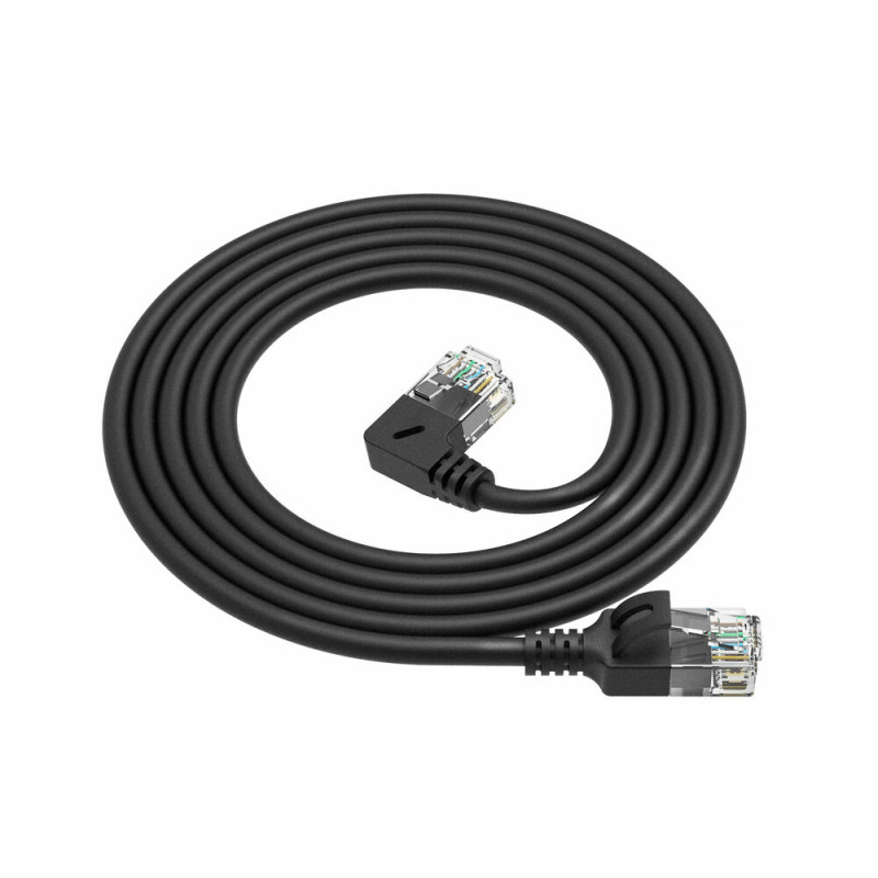 ACT DC1901 1m CAT6A U/UTP LSZH Slimline tīkla kabelis, RJ45 90° leņķa kreisais uz taisno, melns
