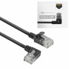 ACT DC1901 1m CAT6A U/UTP LSZH Slimline tīkla kabelis, RJ45 90° leņķa kreisais uz taisno, melns