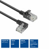 ACT DC1901 1m CAT6A U/UTP LSZH Slimline tīkla kabelis, RJ45 90° leņķa kreisais uz taisno, melns