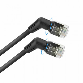 ACT DD1910 CAT6A U/FTP slaids savienojošais kabelis, 10m, melns, leņķveida 360° rotējošs RJ45