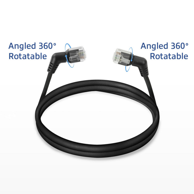 ACT DD1910 CAT6A U/FTP slaids savienojošais kabelis, 10m, melns, leņķveida 360° rotējošs RJ45